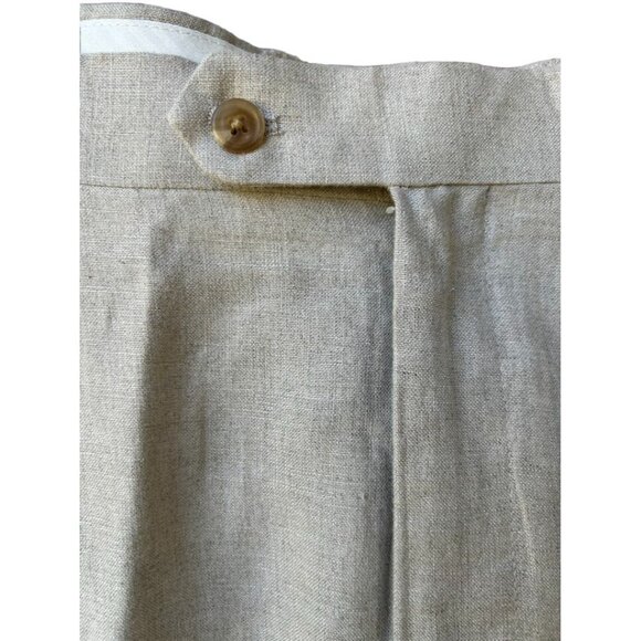 Paul Fredrick Mens Linen Shorts 38 Beige Pleated Front Button Closure Inseam 9.5 - Picture 4 of 7
